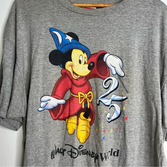 Vintage 90s Walt Disney World 25th Anniversary T-Shirt Gray Cotton Blend Sz XXL - Picture 5 of 14